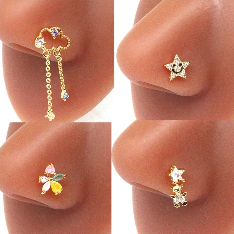 316L Surgical Steel Flower Nose Stud For Nose Piercing