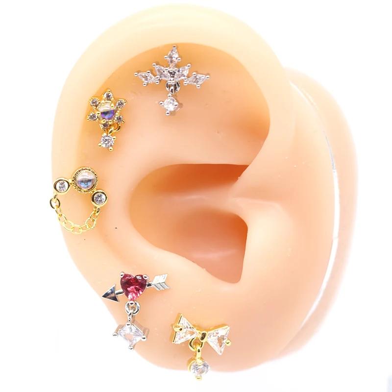 316L Surgical Steel Moon Star Piercing Earring For Ear Piercing