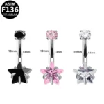 ASTM F136 Titanium Star Belly Button Ring For Navel Piercing