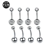 ASTM F136 Titanium Crystal Star Belly Button Ring For Navel Piercing