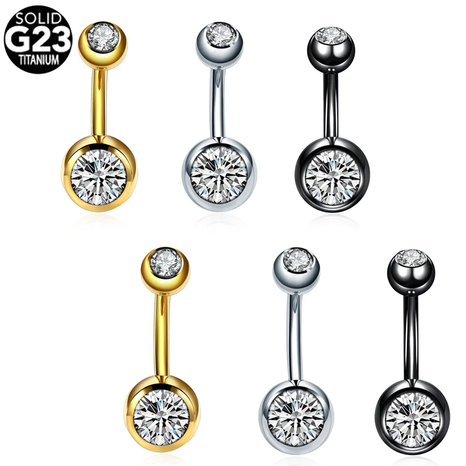 ASTM F136 Titanium Crystal Star Belly Button Ring For Navel Piercing - Image 2
