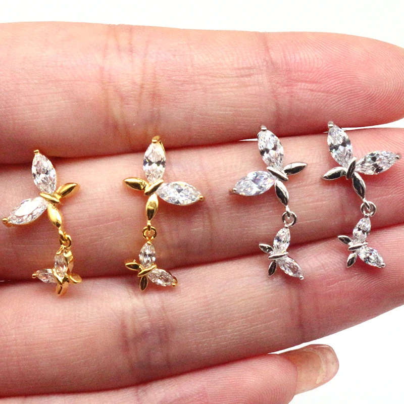 316L Surgical Steel CZ Moon Nose Ring For Nose Piercing - Image 2
