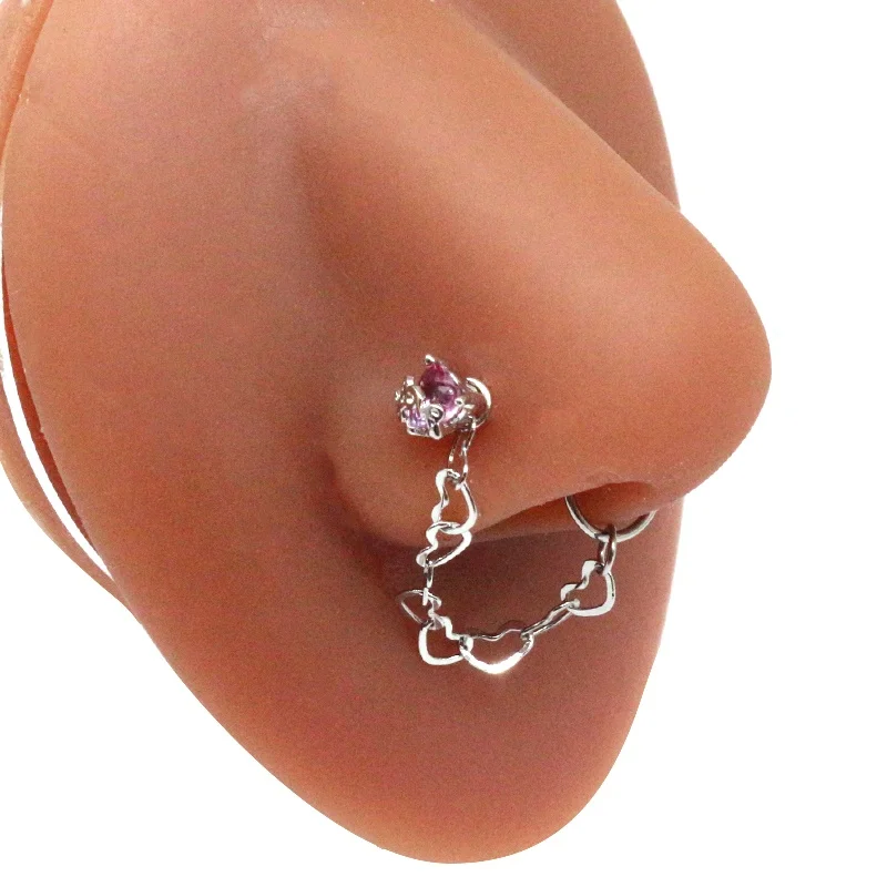 316L Surgical Steel Chain Nose Ring For Nose Piercing - Image 2