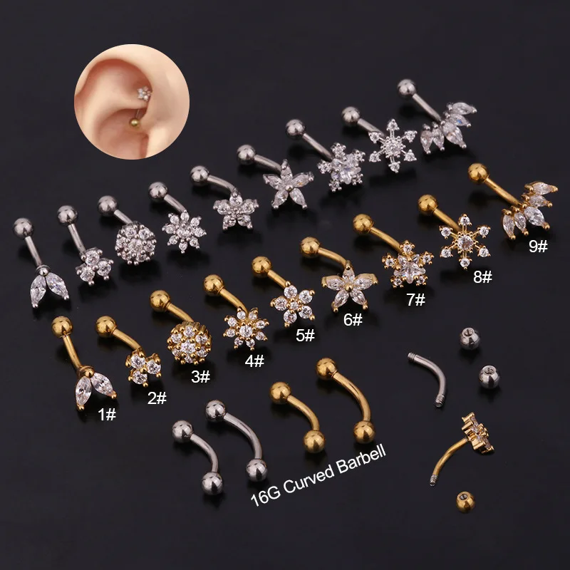 316L Surgical Steel CZ Piercing Earring For Ear Piercing