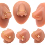316L Surgical Steel CZ Chain Nose Ring For Nose Piercing