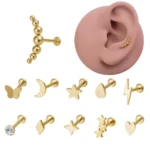 316L Surgical Steel Threadless Labret Stud For Lip, Cartilage Or Tragus Piercing