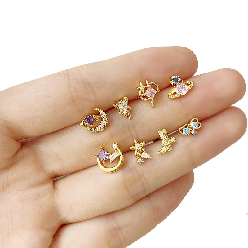 316L Surgical Steel Moon Star Cartilage Stud For Cartilage Or Helix Piercing - Image 2