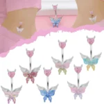 316L Surgical Steel Butterfly Belly Button Ring For Navel Piercing