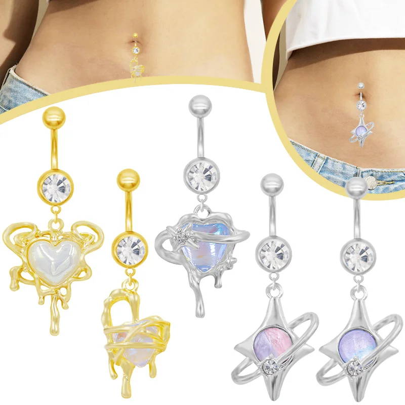 316L Surgical Steel Heart Belly Button Ring For Navel Piercing