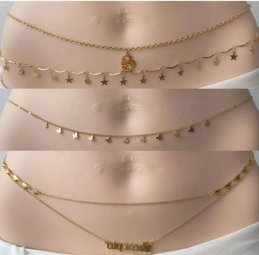 18K Solid Gold Chain Body Chain - Image 2