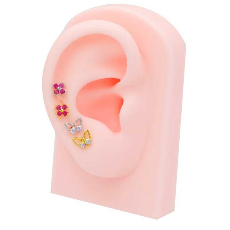 316L Surgical Steel Butterfly Flower Cartilage Stud For Cartilage Or Helix Piercing