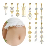 316L Surgical Steel CZ Belly Button Ring For Navel Piercing
