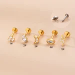 316L Surgical Steel CZ Piercing Earring For Ear Piercing