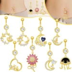 316L Surgical Steel Heart Moon Belly Button Ring For Navel Piercing