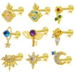 316L Surgical Steel Moon Labret Stud For Lip Or Cartilage Piercing