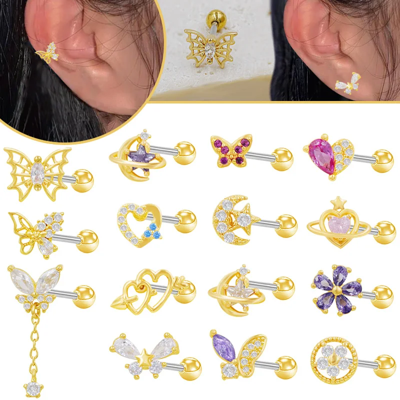316L Surgical Steel Butterfly Piercing Earring For Ear Piercing