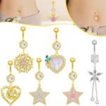316L Surgical Steel Heart Star Belly Button Ring For Navel Piercing