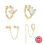 925 Silver CZ Piercing Earring For Ear Piercing