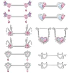 316L Surgical Steel Heart Nipple Ring For Nipple Piercing