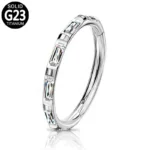 ASTM F136 Titanium CZ Nose Ring For Nose Piercing