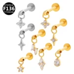 ASTM F136 Titanium CZ Heart Piercing Earring For Ear Piercing