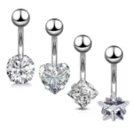 316L Surgical Steel Heart Star Belly Button Ring For Navel Piercing