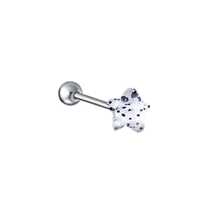 316L Surgical Steel Star Tongue Ring For Tongue Piercing - Image 2