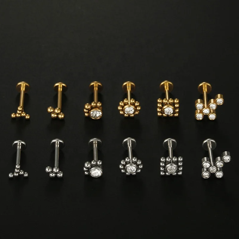 316L Surgical Steel Internally Threaded Labret Stud For Lip, Cartilage Or Tragus Piercing - Image 2