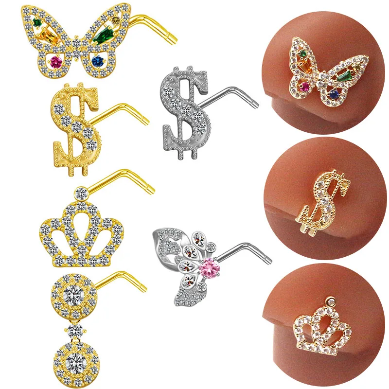316L Surgical Steel Butterfly Heart Nose Stud For Nose Piercing - Image 2