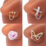 316L Surgical Steel Butterfly Heart Nose Stud For Nose Piercing
