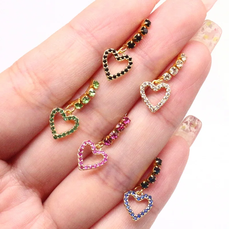 316L Surgical Steel CZ Heart Segment Clicker Ring For Septum Or Nose Piercing - Image 2