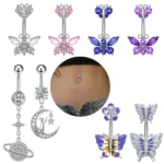 316L Surgical Steel Butterfly Star Belly Button Ring For Navel Piercing