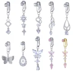 Fake Butterfly Heart Belly Button Ring For Navel Piercing