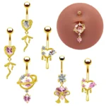 316L Surgical Steel Heart Belly Button Ring For Navel Piercing