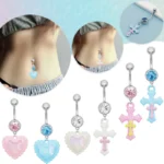 316L Surgical Steel Heart Belly Button Ring For Navel Piercing