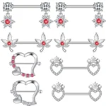 316L Surgical Steel Heart Nipple Ring For Nipple Piercing