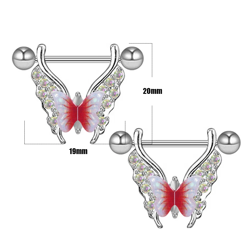316L Surgical Steel Butterfly Nipple Ring For Nipple Piercing - Image 2