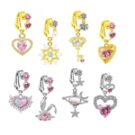 316L Surgical Steel Heart Belly Button Ring For Navel Piercing