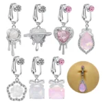 316L Surgical Steel Crystal Heart Belly Button Ring For Navel Piercing