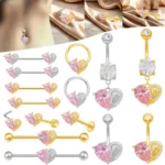 316L Surgical Steel Heart Belly Button Ring For Navel Piercing