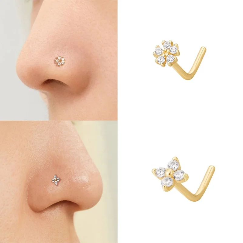 925 Silver Flower Nose Ring For Nose Piercing