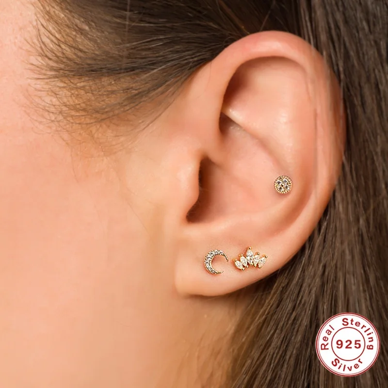 925 Silver Cartilage Stud For Cartilage Or Helix Piercing - Image 2