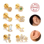 925 Silver Cartilage Stud For Cartilage Or Helix Piercing