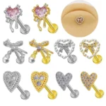 316L Surgical Steel Heart Labret Stud For Lip Or Cartilage Piercing