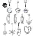 ASTM F136 Titanium Heart Belly Button Ring For Navel Piercing
