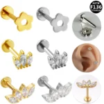 ASTM F136 Titanium Labret Stud For Lip Or Cartilage Piercing