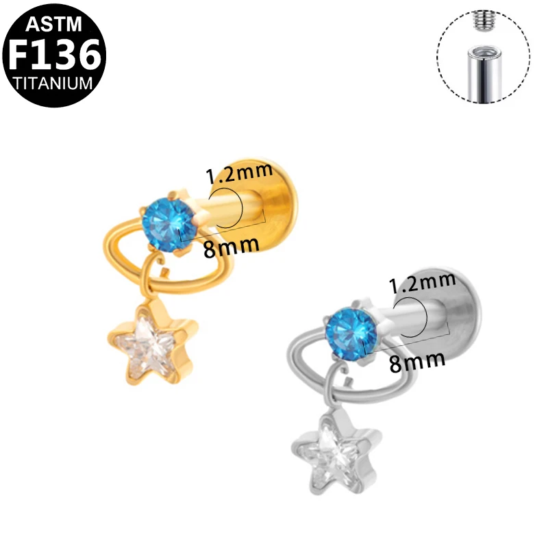 ASTM F136 Titanium Cartilage Stud For Cartilage Or Helix Piercing - Image 2