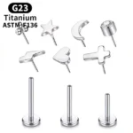 ASTM F136 Titanium Threadless Labret Stud For Lip, Cartilage Or Tragus Piercing