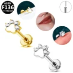 ASTM F136 Titanium Labret Stud For Lip Or Cartilage Piercing