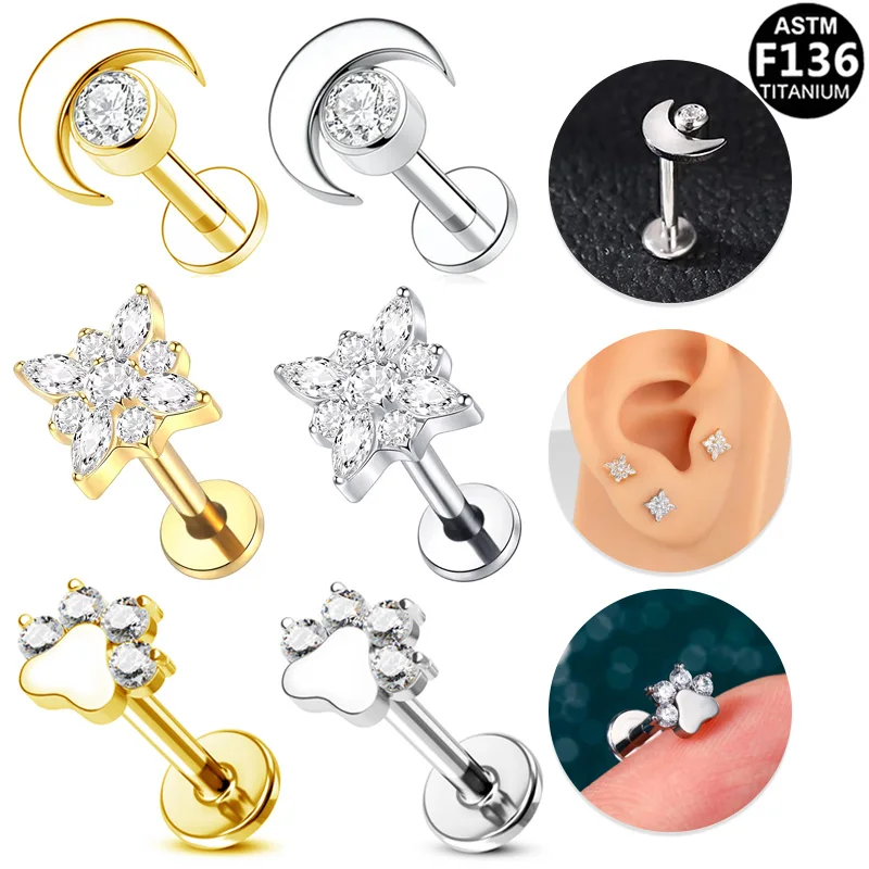 ASTM-F136 titanium threadless labret jewelry for wholesale studio collections